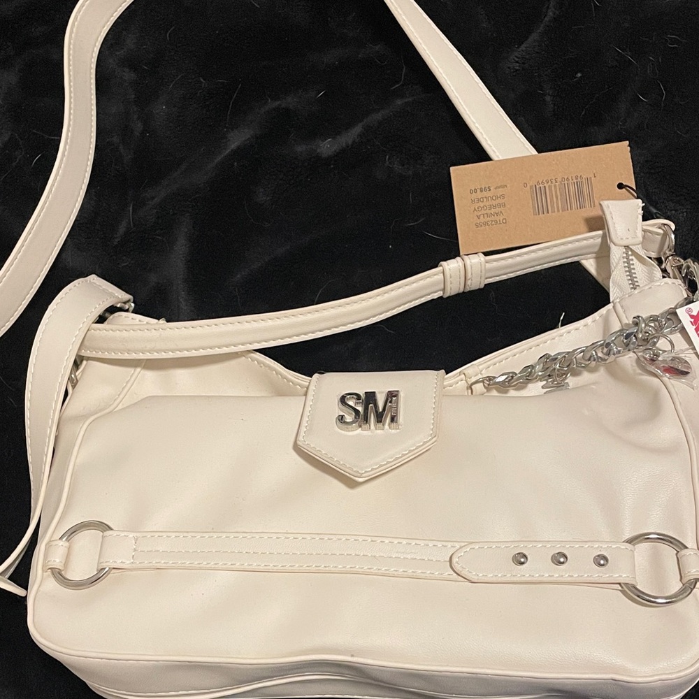Steve Madden Cream Shoulder Bag with Chain Detail